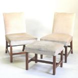 A pair of George III style cream upholstered side chairs,