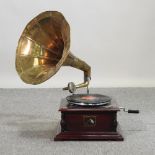 A reproduction wind-up gramophone,