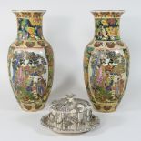 A pair of oriental vases, 31cm high,