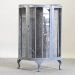 A grey painted 1930's bow front display cabinet,