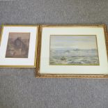 W Burree, 19th century, coastal landscape, signed and dated 1888, watercolour, 34 x 50cm,