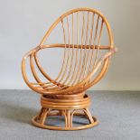 A 1970's bamboo swivel chair
