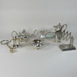 A collection of silver plated tea wares