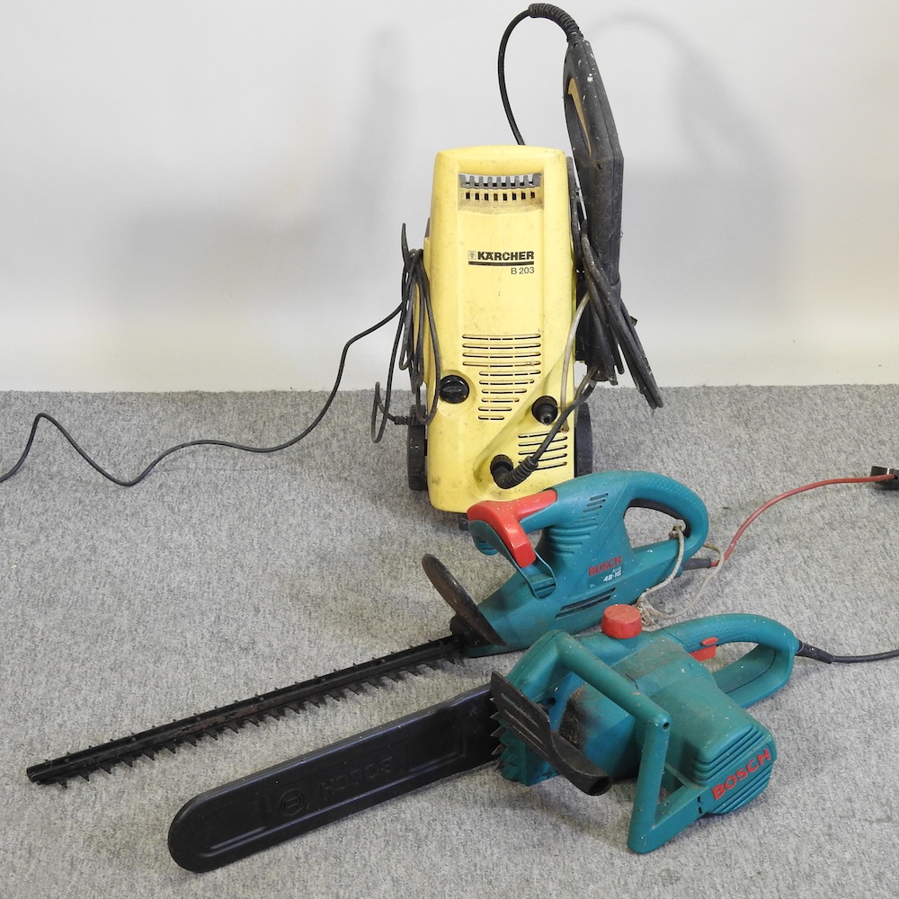 A Karcher pressure washer,