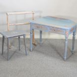 A blue painted side table, 91cm,
