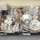 Two boxes of silver plated and glass items