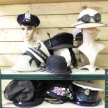 A large collection of military style hats,