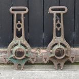 A pair of Ayers cast iron tennis post bases