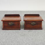 A pair of miniature walnut chests, each containing a single drawer,