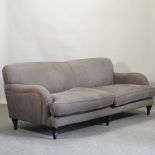 A modern Sofa Icon Ltd grey upholstered Howard style sofa, on turned legs,