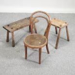 A rustic elm stool, 58cm,