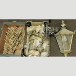 A collection of eight brass twin branch wall lights,