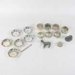 A collection of items, to include seven silver napkin rings, various dates, 136g,