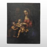 Italian School, 17th / 18th century, Madonna and Child with St John the Baptist, oil on copper,