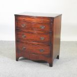 An early 20th century mahogany bow front chest, of small proportions, fitted with a brushing slide,