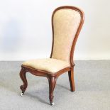 A Victorian yellow upholstered high back side chair