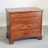 A 19th century mahogany chest, containing four graduated drawers, on bracket feet,