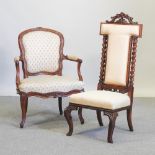 A Victorian upholstered prie dieu chair,