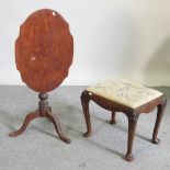 A 19th century tripod table, with a hinged top, 60cm,