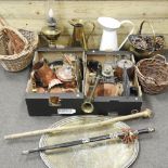 A collection of metal wares, to include a copper jelly mould,