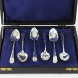 A harlequin set of six old English pattern silver teaspoons, London 1797-1818, various makers, 97g,