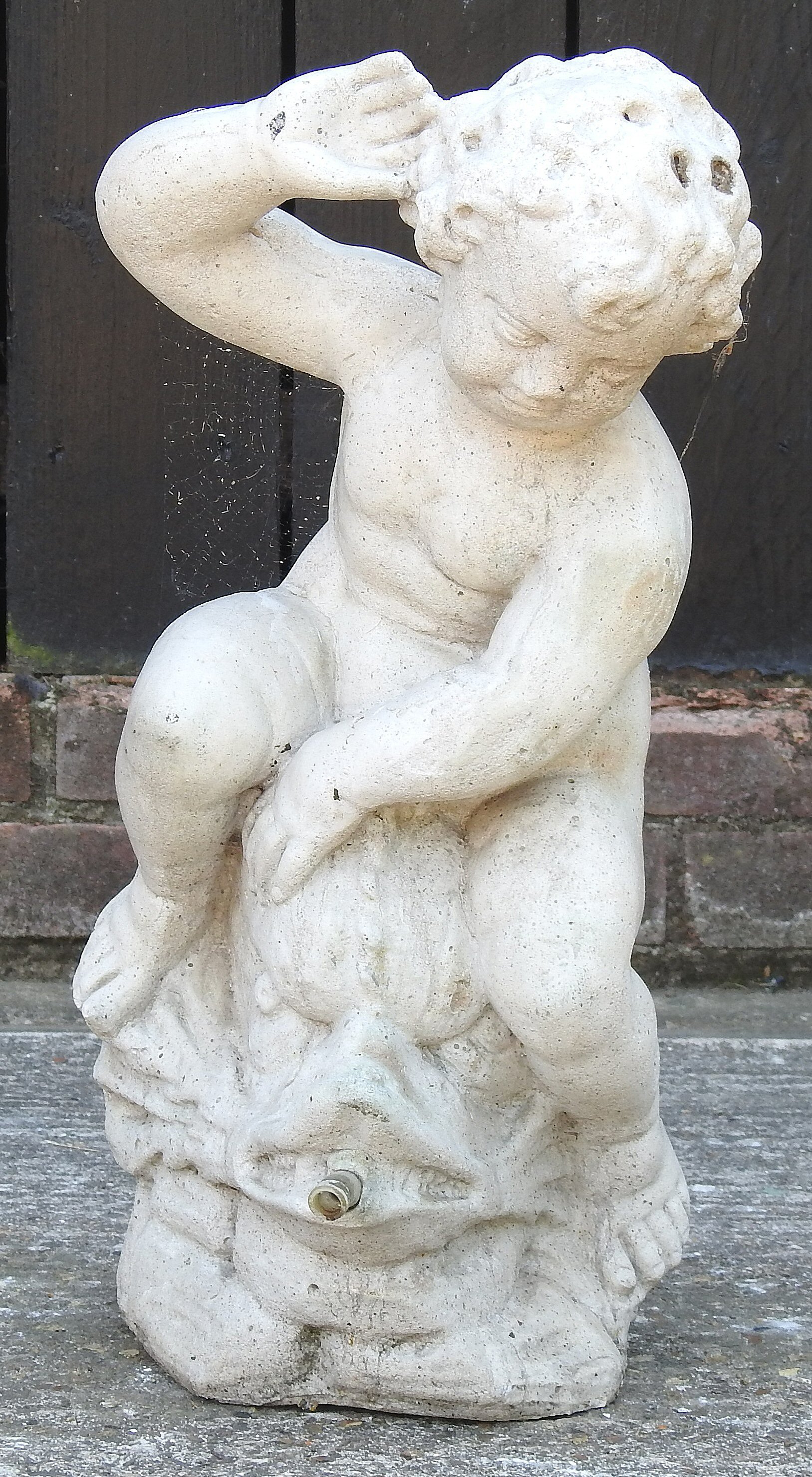 A painted cherub on a dolphin water feature, - Image 4 of 5