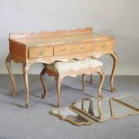 A French style walnut dressing table, 136cm,