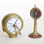 A brass cased ship's telegraph, together with a bloctube control dial,