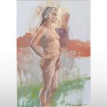 David Lloyd Smith, b1944, standing nude, signed and dated 2000, oil,