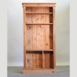 A modern pine open bookcase,