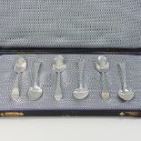 A collection of six old English pattern silver teaspoons, by Samuel Godbehere,
