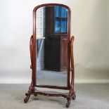 A Victorian style mahogany cheval mirror,