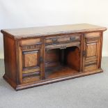 A Victorian oak and walnut sideboard,