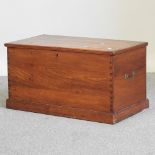A stained pine blanket box,