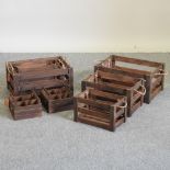 A set of three graduated wooden crates, largest 47cm,