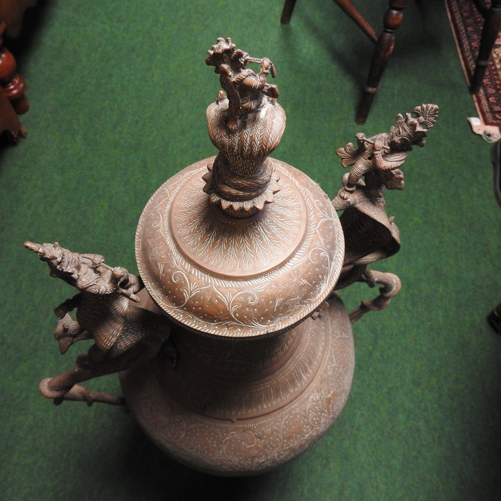 An early 20th century Indian brass urn and cover, - Image 5 of 19