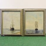 English School, Sailing vessel, under full sale, oil on board, 30 x 23cm,