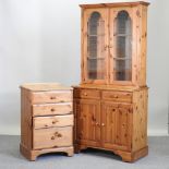 A modern pine dresser with a glazed upper section, 90cm,