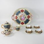 A 19th century Vienna style porcelain cabaret set, on tray,