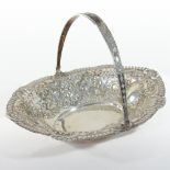 A Victorian pierced silver sweetmeat basket, decorated with vines and cherubs, London 1900, 318g,