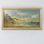 Alfred Vickers Snr, 1786-1868, seascape with boats, signed oil on board,