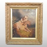 Manner of Edward Armfield, 19th century, terrier with a rabbit, oil on board,
