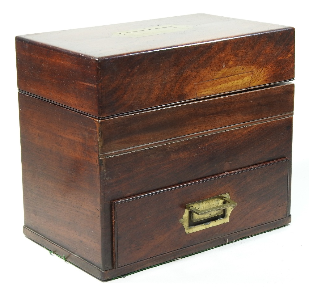 A 19th century mahogany portable apothecary box, the hinged lid revealing a fitted interior, - Image 7 of 27