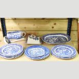 A collection of blue and white china,