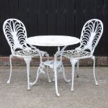 A white painted aluminium garden table,