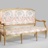 A French style style gilt framed sofa,