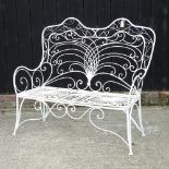 A mid 20th century wirework garden bench,