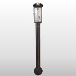 A George III mahogany cased stick barometer, signed A Alberti, Sheffield,