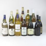 A collection of thirteen bottles of white wine, to include Chablis Moreau 1989, L'Esoalier 1992,