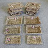 A set of three graduated sea grass trays, largest 38cm,